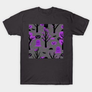 Halloween Cemetery Purple T-Shirt